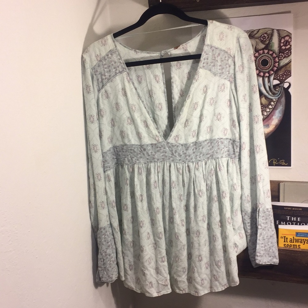 Free People Green Peasant Blouse